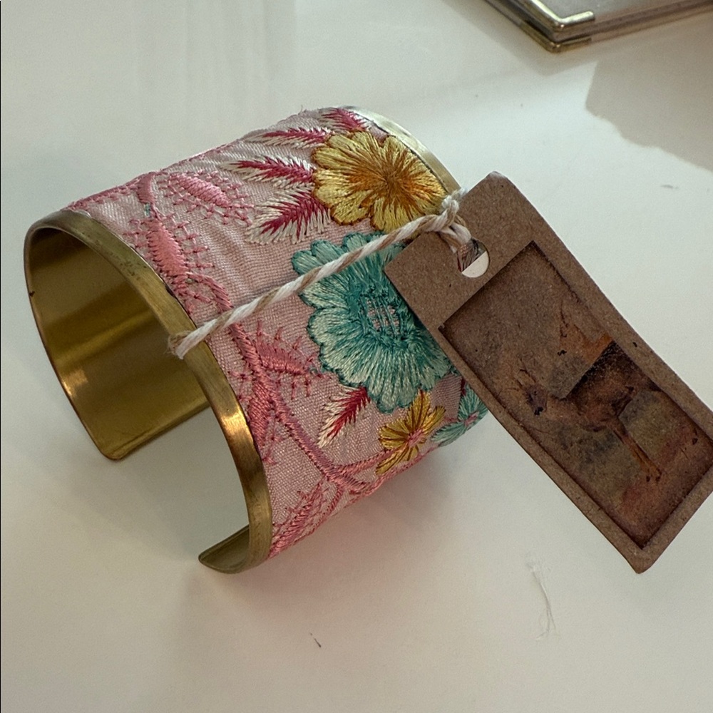 NWT Floral Embroidered Cuff Bracelet